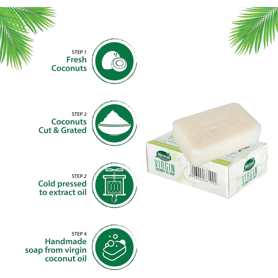 KLF Nirmal Virgin Coconut Oil Soap Bars, 125g, Pack Of 72