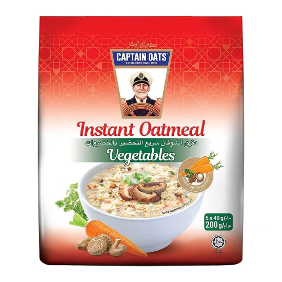 Captain Oats Instant Oatmeal With Vegetable 5x 40g, Pack Of 24