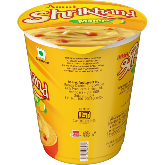 Amul Shrikhand Mango 500 ml, Pack Of 12