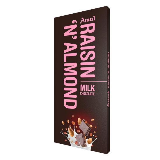 Amul Raisin & Almond Milk Chocolate 150g, Pack Of 10