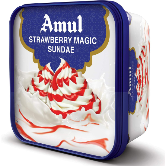 Amul Ice Cream Strawberry Magic 1 Ltr, Pack Of 6