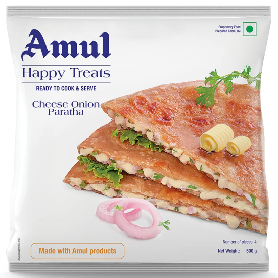 Amul Cheese Onion Paratha 500g, Pack Of 12