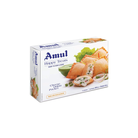 Amul Cheese Onion Samosa Pocket 300g, Pack Of 12