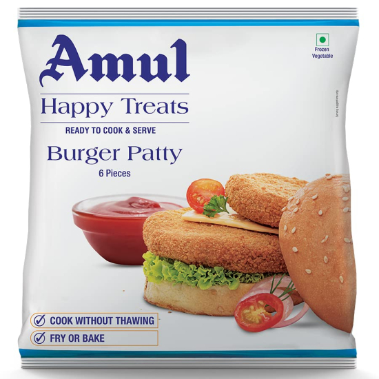 Amul Happy Treats Veg Burger Patty 360g, Pack Of 12