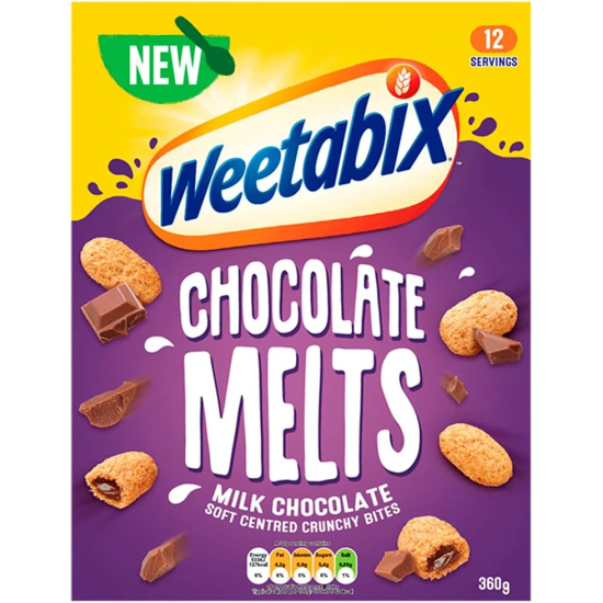 Weetabix Melts Milk Chocolate 360g, Pack Of 8