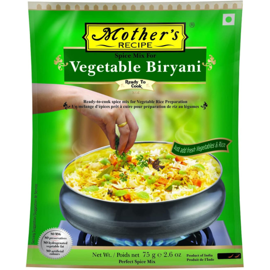 Mothers Recipe Ready To Cook Veg Biryani 75g, Pack Of 12