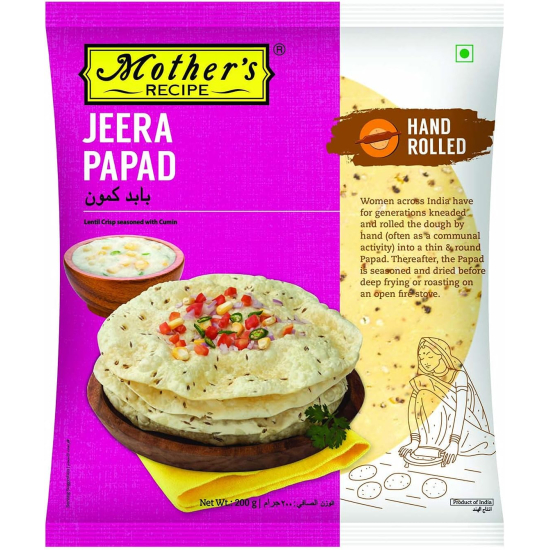 Mothers Recipe Jeera Papad Hand Rolled 200g Pack Of 12