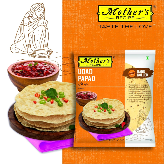 Mothers Recipe Udad Papad Hand Rolled 200g, Pack Of 12