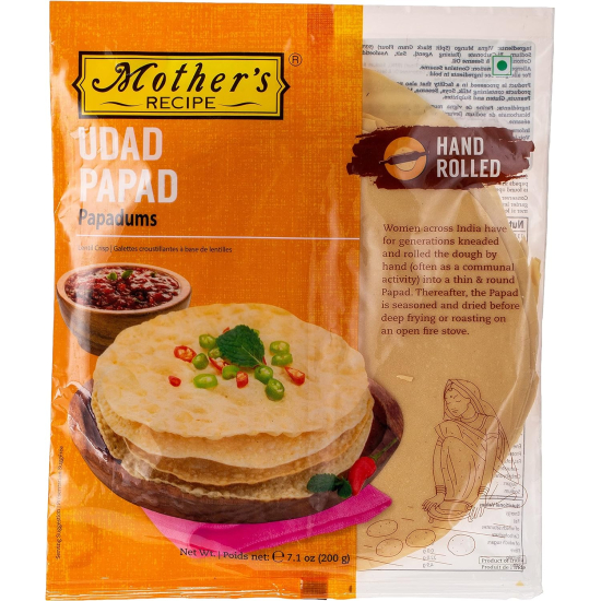 Mothers Recipe Udad Papad Hand Rolled 200g, Pack Of 12