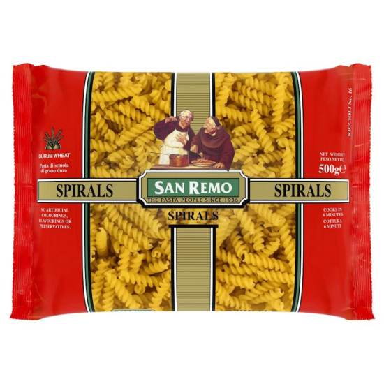 San Remo Pasta Spiral #16 500g, Pack Of 12