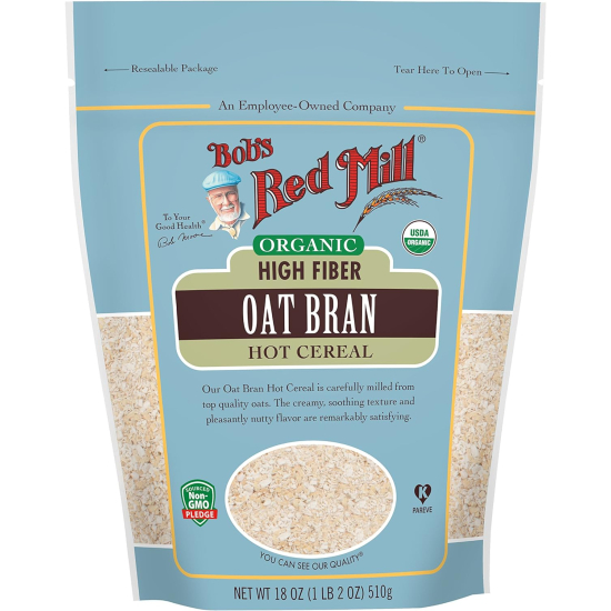 Bob's Red Mill Organic High Fiber Oat Bran Hot Cereal 18 Oz, Pack Of 4