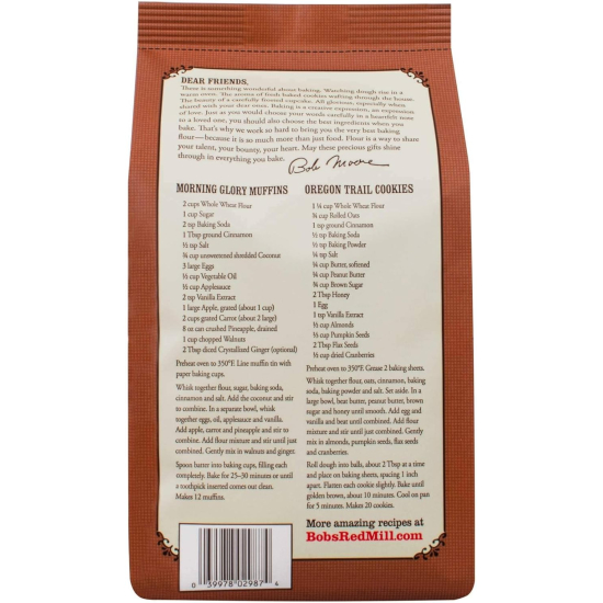 Bob's Red Mill Organic Whole Wheat Flour 5 Lbs, Pack Of 4