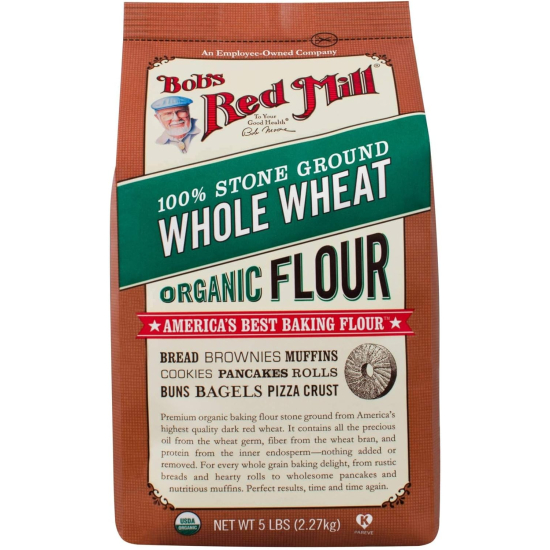 Bob's Red Mill Organic Whole Wheat Flour 5 Lbs, Pack Of 4