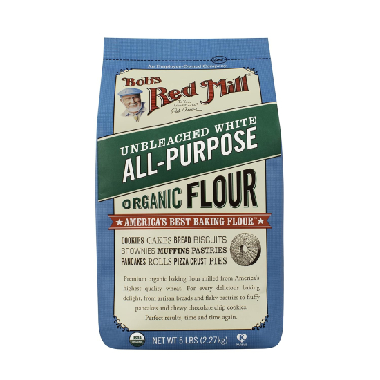 Bob's Red Mill Organic Unbleached White Flour 5 Pounds, Pack Of 4