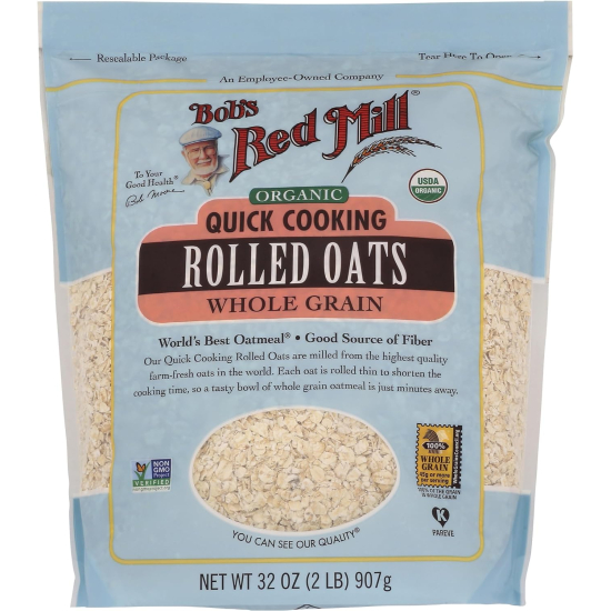 Bob's Red Mill Organic Oats Rolled Quick 32 Oz, Pack Of 4