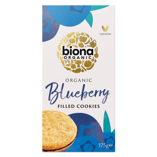 Biona Organic Blueberry Filled Cookies 175g, Pack Of 6