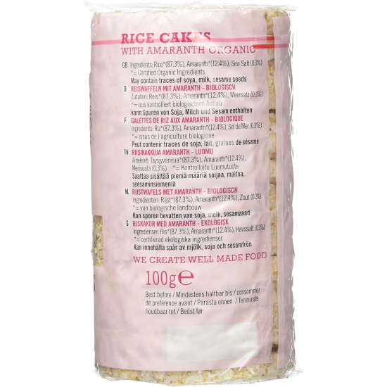 Biona Organic Rice Cake With Amaranth Gluten Free 100g, Pack Of 12