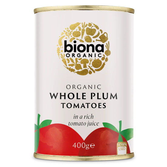 Biona Organic Whole Plum Peeled Tomatoes 400g, Pack Of 12