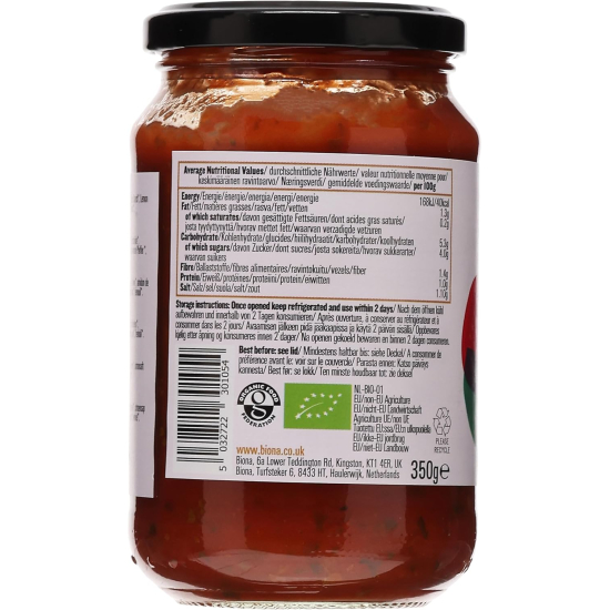 Biona Organic Basilico Pasta Sauce 350g, Pack Of 6