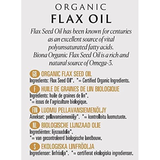 Biona Organic Flax Seed Oil 250 ml, Pack Of 6