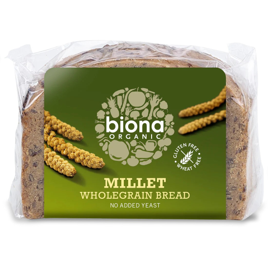 Biona Organic Wholegrain Bread Millet Gluten Free, Yeast Free 250g, Pack Of 6