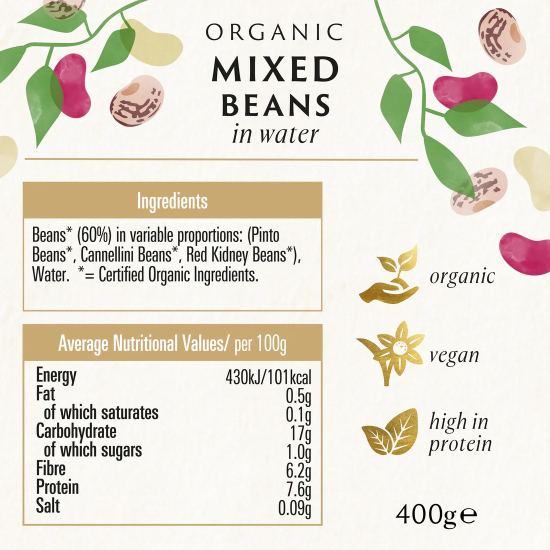 Biona Organic Mixed Beans In Water 400g, Pack Of 6