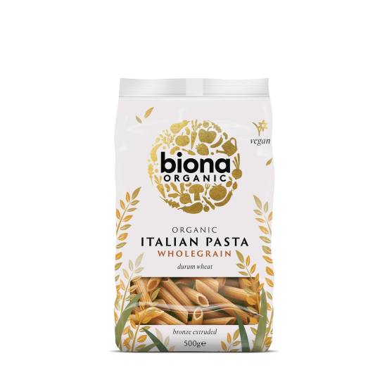 Biona Wholegrain Penne Organic 500g, Pack Of 12