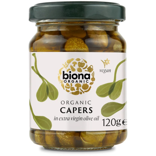 Biona Organic Capers in Extra Virgin Olive Oil 120g, Pack Of 6