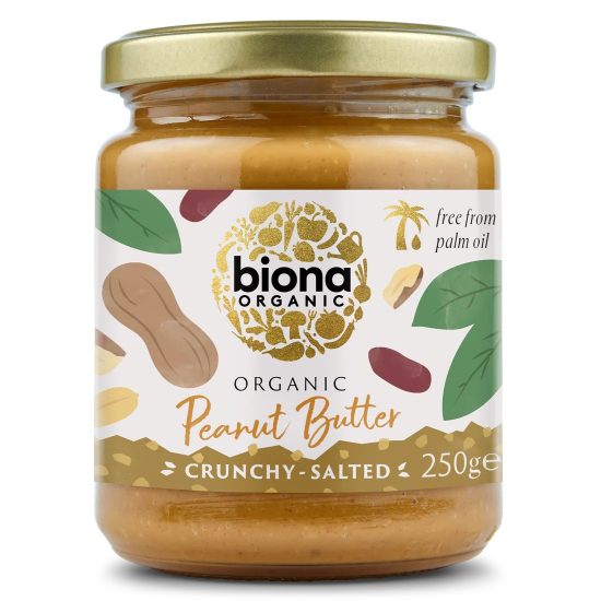 Biona Organic Peanut Butter Crunchy Salted 250g, Pack Of 6