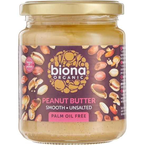 Biona Organic Peanut Butter Smooth Unsalted 250g, Pack Of 6