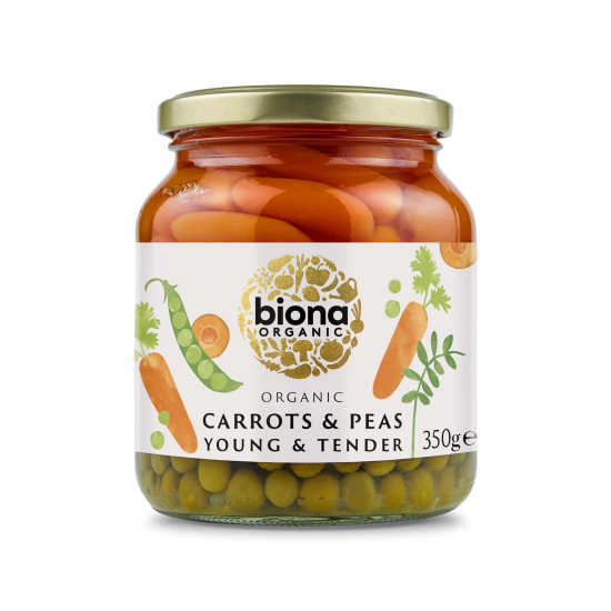 Biona Organic Garden Carrots & Peas 350g, Pack Of 6