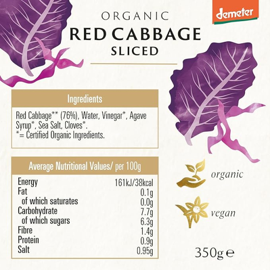 Biona Organic Demeter Red Cabbage 350g, Pack Of 6