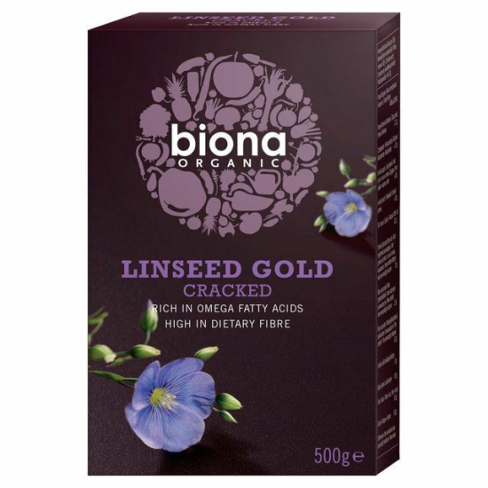 Biona Cracked Linseed Gold Organic Omega Extra - Omega 3 500g, Pack Of 6