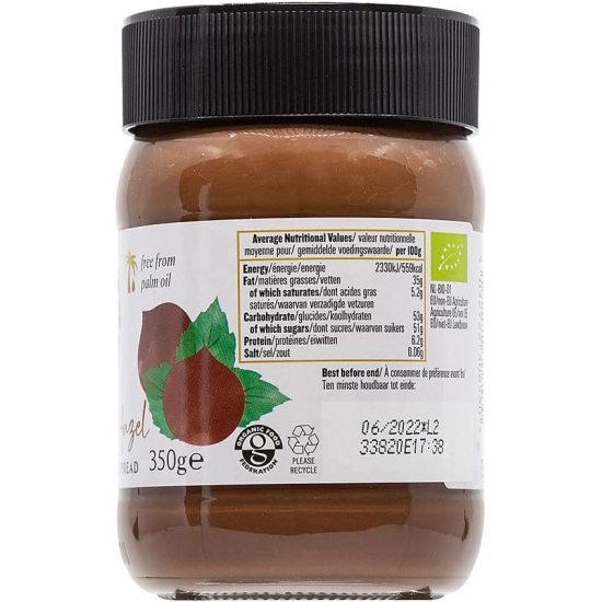 Biona Organic Milk Chocolate Hazelnut Spread 350g, Pack Of 6