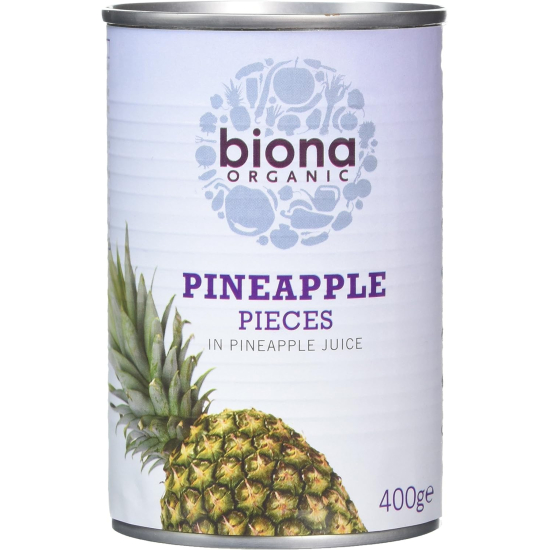 Biona Organic Pineapple Pieces In Pineapple Juice 400g, Pack Of 6