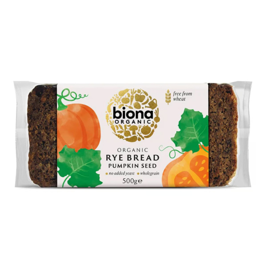 Biona Organic Pumpkin Seed Rye Bread 500g, Pack Of 6