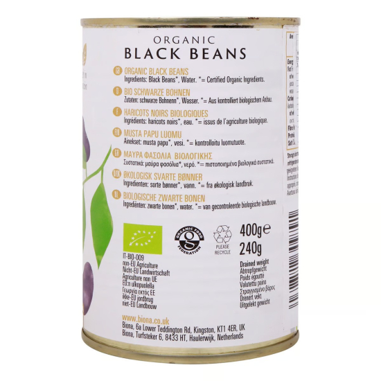Biona Organic Black Beans In Water 400g, Pack Of 6