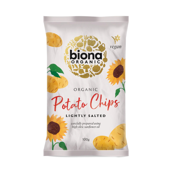 Biona Potato Chips Organic Himalayan Pink Salt Lightly Salted 100g, Pack Of 12