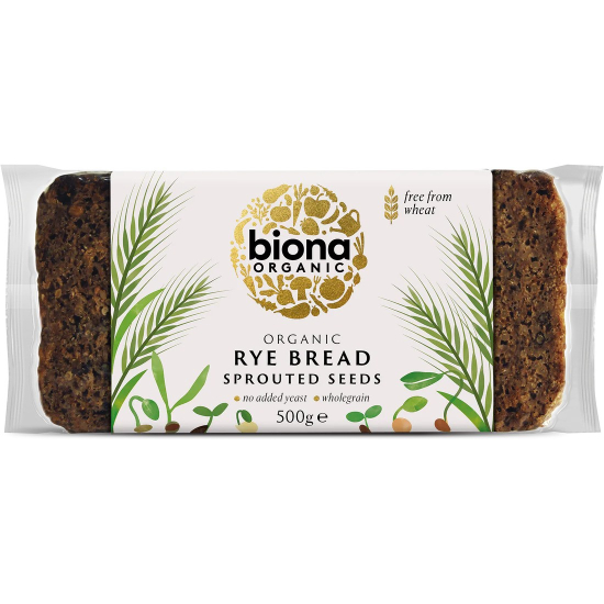 Biona Organic Rye Bread With Sprouted Seeds 500g, Pack Of 6