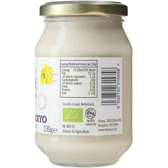 Biona Organic Egg Free Mayonnaise 230g, Pack Of 6