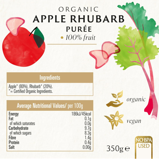 Biona Apple & Rhubarb Puree Organic No Added Sugar, Pack Of 6