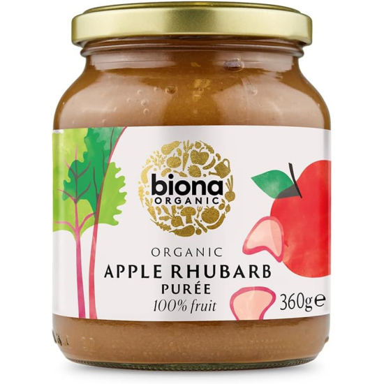 Biona Apple & Rhubarb Puree Organic No Added Sugar, Pack Of 6