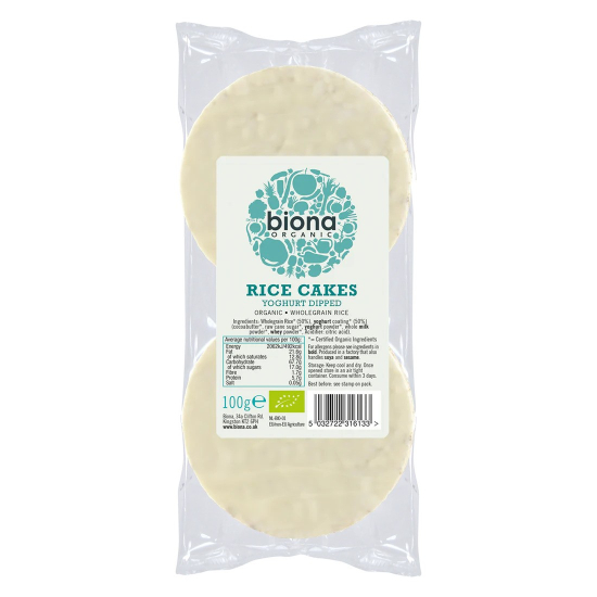 Biona Organic Yoghurt Coated Rice Cakes 100g, Pack Of 12