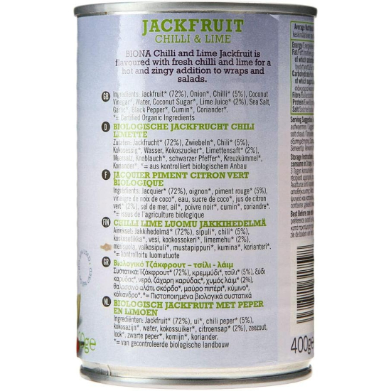 Biona Chilli Lime Jackfruit In Can Organic 400g, Pack Of 6