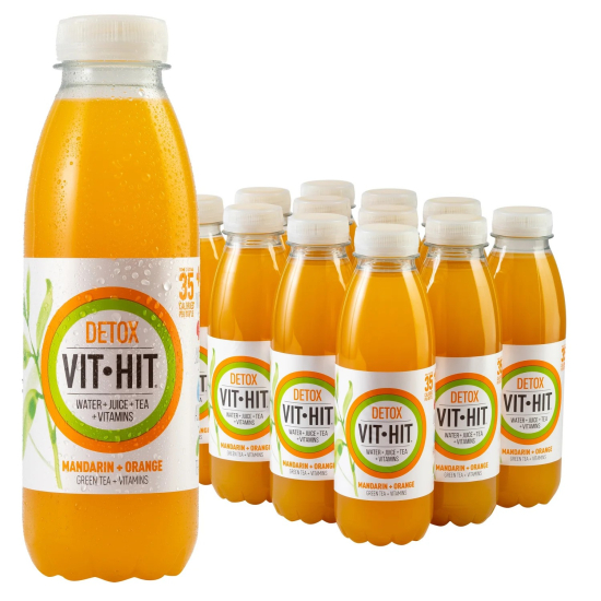 Vit-Hit Detox Mandarin + Orange 500 ml, Pack Of 12