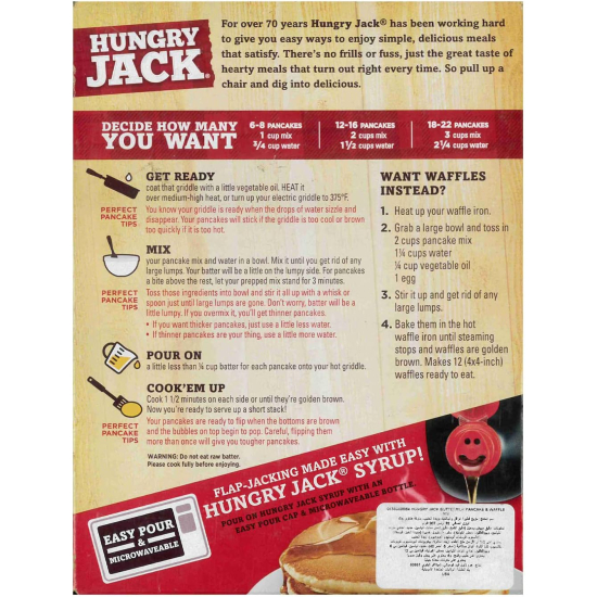 Hungry Jack Pancake & Waffle Mix Complete Buttermilk 907g