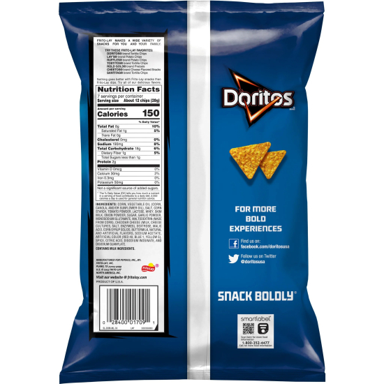 Doritos Cool Ranch Flavored Tortilla Chips, 7 Oz