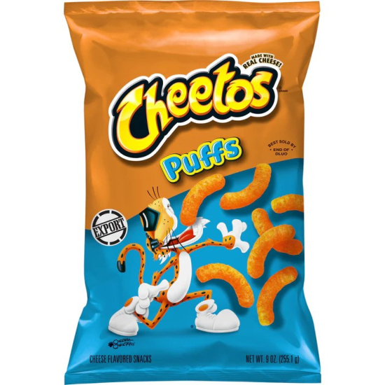 Cheetos Cheese Flavored Puffs, Made with Real Cheese, 9 OZ (255g), Pack Of 4