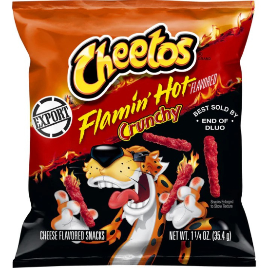 Cheetos Crunchy Flamin Hot Cheese Flavored Snack, 1.25 Oz, Pack Of 12