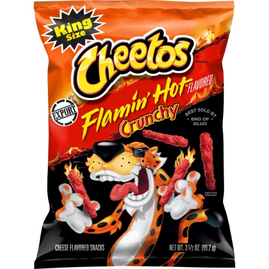 Cheetos Crunchy Flaming Hot Cheese Flavored Snack 3.5 Oz, Pack Of 6